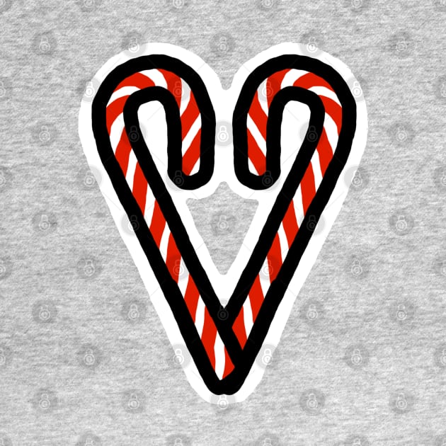 Christmas Candy Cane Heart on Valentines Day by ellenhenryart